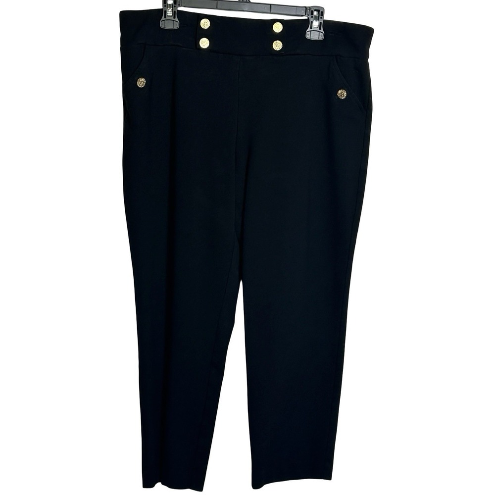 Anne Klein High Rise Sailor Pull On Ponte Ankle Pants Size XL Stretch Career